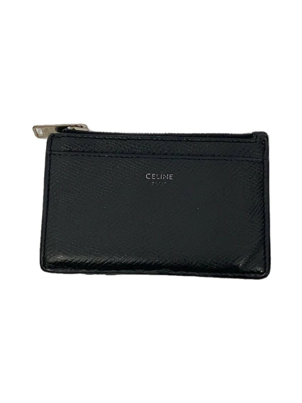 Celine Grained Calfskin Card Case Wallet Leather Black